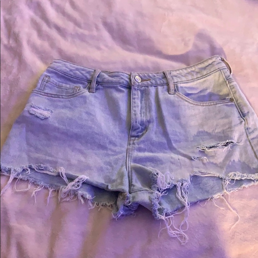 Light wash high-rise jean shorts